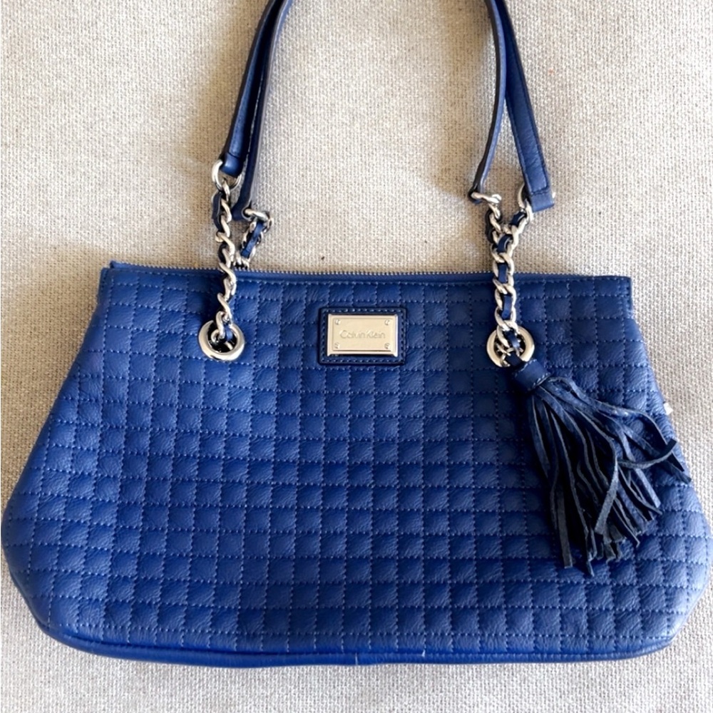 Used Calvin Klein Blue Quilted Women's Bag